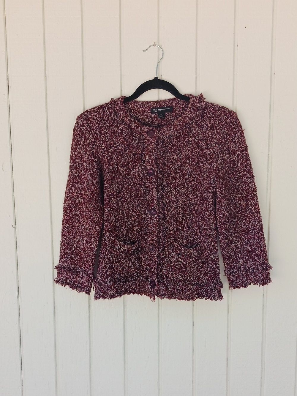 INC Cardigan in Burgundy Blend